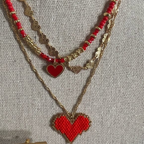 Multi Strand Beaded Heart Necklace Set for Women - Miyuki Romantic Necklace - Picture 2 of 5